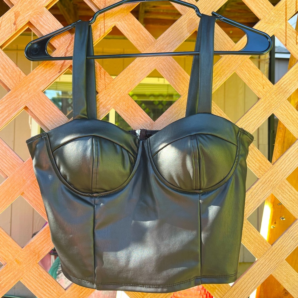 Faux Leather Bustier Top